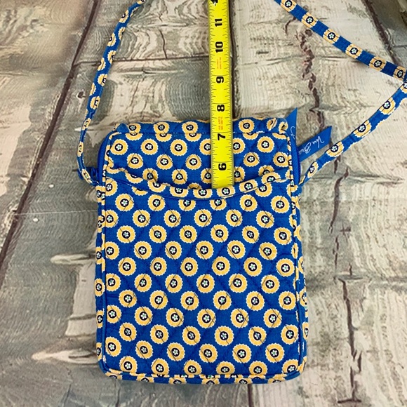 Vera Bradley Mini Crossbody Blue Yellow Print - Picture 9 of 11